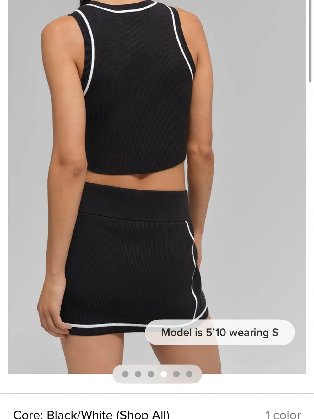 Alo yoga Ribbed Sweater Knit Highline Mini Skirt - Black/White size M